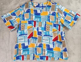 Kathie Lee Plus Shirt Womens 18W / 20W Multicolor Geometric 90s Vintage Blouse - £17.07 GBP
