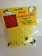 Square Peg Checkers Game Dime Store Vintage Toy Hong Kong 1960&#39;s NOS - $10.99