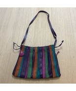 MYWALIT Crossbody Drawstring Stripe Purple Orange Green  Leather Suede P... - $125.17 CAD