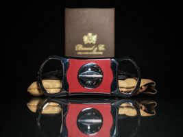 Brizard and Co Black Python Pattern and Red Leather cigar V cutter image 2