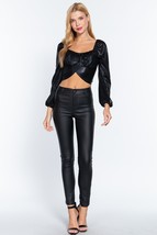 Women&#39;s Black Long Sleeve Metallic Fashion Knit Top (S) - £18.14 GBP