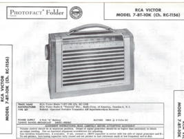 1956 Rca Victor 7-BT-10K Portable Transistor Seven Am Radio Photofact Manual - £7.75 GBP