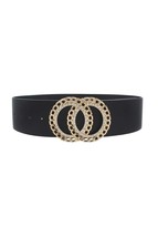 Double Circle Chain And Rhinestone Trim Design Belt - $10.80
