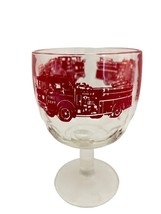 Red Fire Truck Engine Goblet Dimpled Thumbprint Glass Textured Stemmed  ... - £14.37 GBP