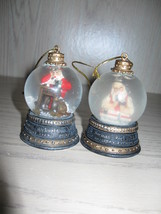 Norman Rockwell Glass Water Globe Christmas Qty 2 Ornament 1980&#39;s - £7.92 GBP