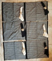 6 NEW Fabric Placemats and Napkins, Black White Tan Oficina da Roça, Brazil - £15.97 GBP