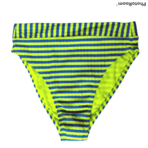NWT Xhilaration High Leg High Waist Bikini Swim Bottom Med Striped Ribbed - $19.80
