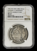 1962 Century 21 Expo Official Space Age US Mint Silver Medal NGC MS 67 - $131.07 CAD