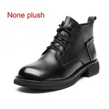 Short Plush Women Autumn Winter Ankle Boots British Vintage Lace Up Pu Leather B - £31.03 GBP