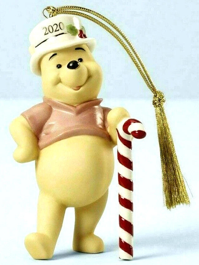 Lenox Disney 2020 Winnie The Pooh Figurine Ornament Christmas Cheer Cane... - $18.00