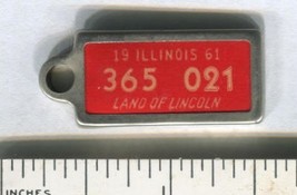 Vintage 1961 Illinois license plate keyring tag Metal Rim from Disabled Am Vets - £5.49 GBP