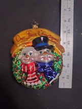 Radko FROSTY FIRST Our First Christmas Snowman Couple Ornament 5.5” 2002 - £26.57 GBP