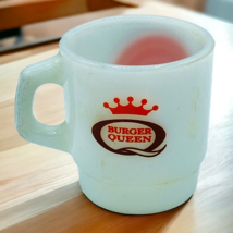 Vintage Burger Queen Anchor Hocking Fire King White Mug Good Morning Made USA - £19.62 GBP