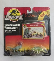 Vintage 1993 Jurassic Park Ceratosaurus &amp; Triceratops Die-Cast Figures by Kenner - $23.38