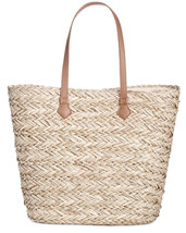 INC STRAW BAG TOTE BNWT LYLLIAN TOTE NATURAL LINED SNAP CLOSURE CUTE TRENDY - £35.14 GBP