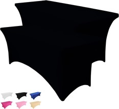 2 Pack 6FT Table Cloth for Rectangular Tablecloth Black Stretch Fitted Table Cov - £28.04 GBP