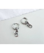Goth Emo Punk Rock Chic Edgy Stainless Steel Dangle Hoop Earrings - $34.25 CAD