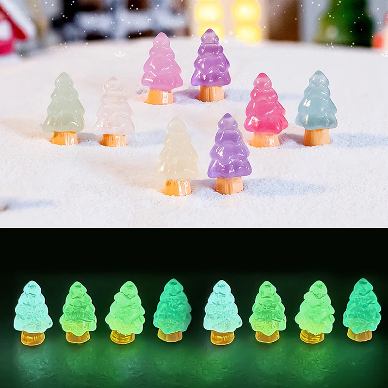 10pcs/Set Figurine Miniature Cute Noctilucent Christmas Tree Micro Landscape - £8.40 GBP+
