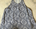 JOIE 100% SILK BLUE WHITE PRINTED RACER BACK TANK TOP Large Fleur De Lis... - $27.86