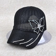 Women&#39;s Hat Knitted Diamond-Encrusted Butterfly Shade Baseball Cap Hollow Breath - £12.97 GBP