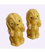 Cocker Spaniel Salt &amp; Pepper Shakers Vintage Ceramic JAPAN Sad Dog Kitsc... - $12.11