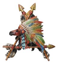 Native Tribal American Indian Chief Horse In Headdress With 3 Arrows Wal... - $25.99