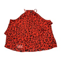 Who What Wear Shirt Womens XL Orange Sleeveless Halter Animal Print Sheer Blouse - £20.22 GBP