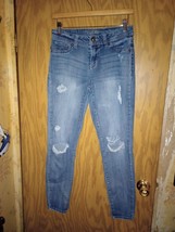 Maurices Distressed Jeans Women&#39;s Size L Waist 14&quot; 32x26 Short And Regular Denim - £12.13 GBP