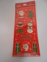 Vintage Hallmark Glitter Christmas Stickers 4 sheets Santa Clause Snowman - £7.59 GBP