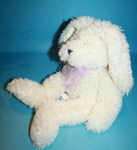 Pier 1 Easter Bunny Rabbit Ivory Curly Plush Stuffed Soft Toy Sewn Eyes Pink Bow - £57.39 GBP