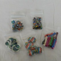 Multi-Color Beads for Jewelry Making Lot of 5 Bags Round Flat Rectangle ... - $14.52