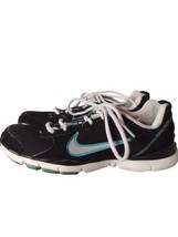 Nike Flex Trainer Athletic Sneakers Womens Size 7.5 Black Turquoise Lace Up READ - £11.20 GBP