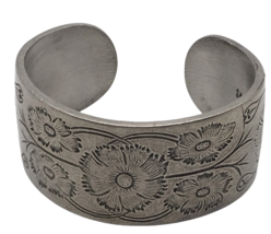 Vintage Salisbury Pewter October Cuff Floral Etched Bracelet - $14.95