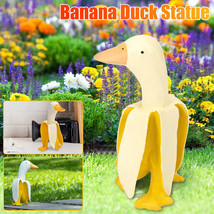 Banana Duck Art Statue Funny Whimsical Peeled Banana Duck Decor for Gard... - $23.74