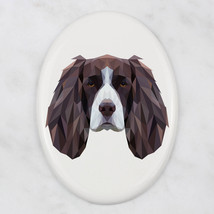 A ceramic tombstone plaque with a Springer Spaniel dog. Art-Dog geometric dog - £7.98 GBP