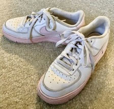 Youth Nike Air Force One 1 White Pink Foam Sneakers Need CLEANED-VERY Good Sz 6Y - £19.16 GBP