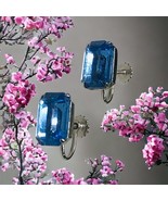 Vintage Blue Rhinestone Silver Tone Screw Back Earrings - $54.84 CAD