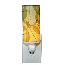 Cylinder Night Light Green Shade Made Of Real Banyan Leaves 3 Inches Length X 3  - £35.15 GBP