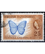 ZAYIX -British Honduras 151 used 25c Blue Butterfly Insect 041123-S137 - £2.77 GBP