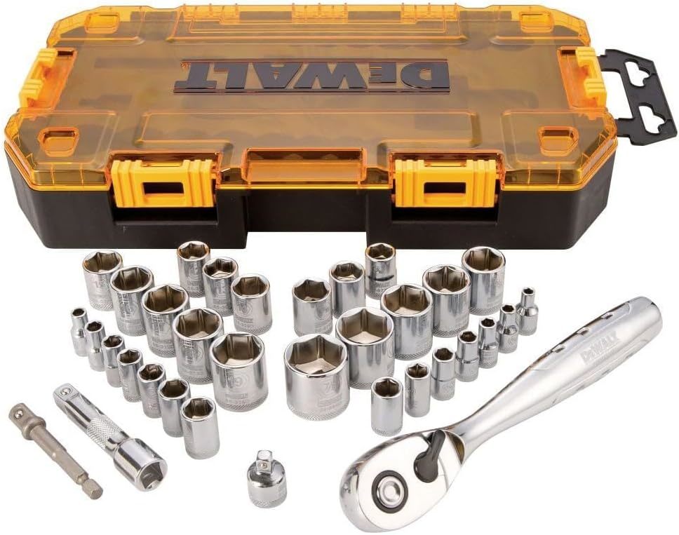 Dewalt Socket Set, 1/4-Inch &amp; 3/8-Inch Drive, Sae/Metric, 34-Piece (Dwmt... - $51.98