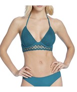 Shade Shore Long Lined Triangle Crochet Bikini Top 36DD Ocean Blue Teal ... - $17.81