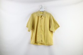 Vintage 90s Streetwear Womens Medium Faded Striped Snap Button Shirt Yellow - £31.88 GBP
