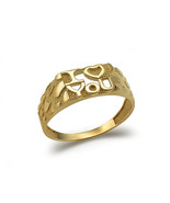 &quot;I Love You&quot; Gold Nugget Heart Ring for Women - 10k 14k Yellow, White, R... - $199.99+