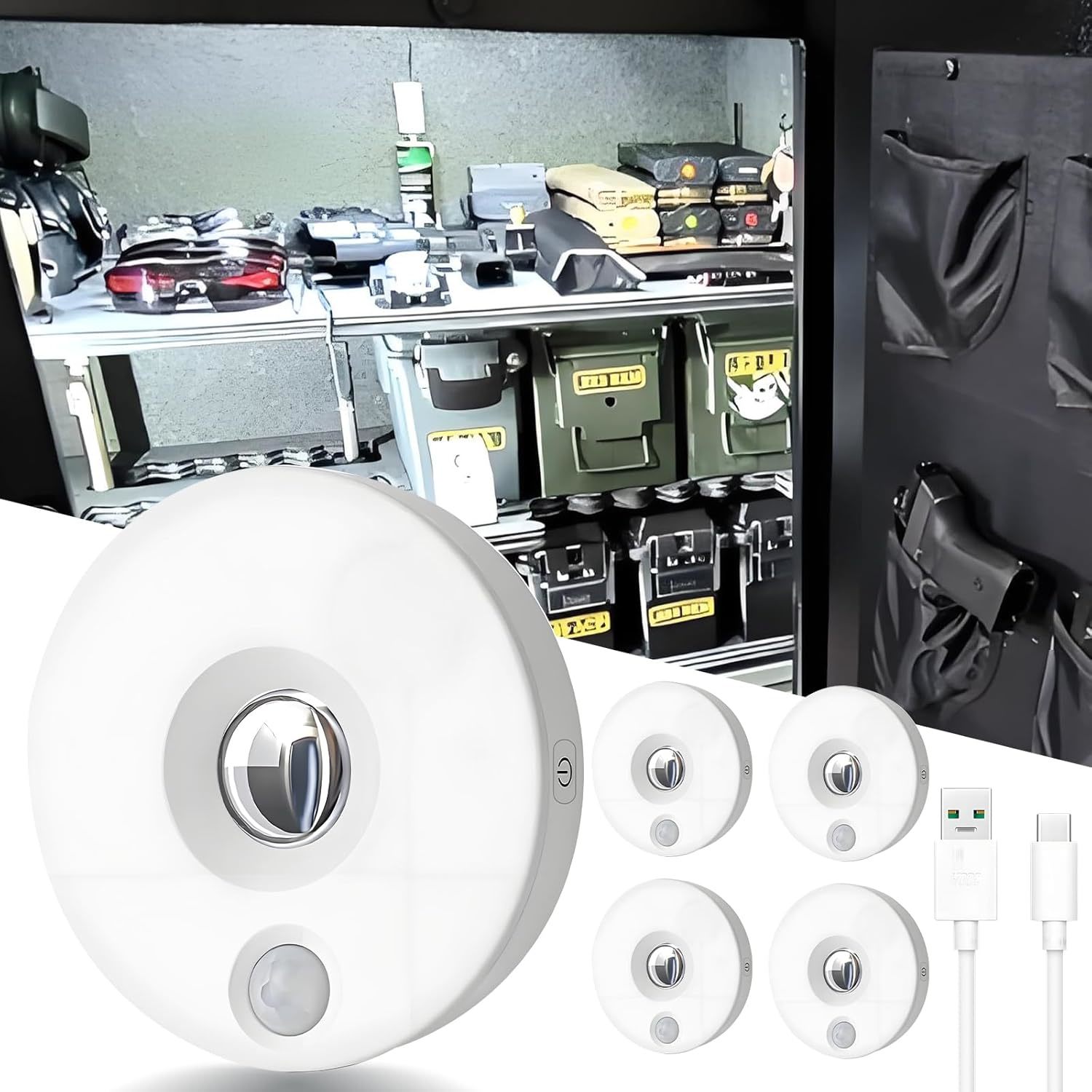 4 Pack Magnetic Gun Safe Lights - Motion Activated Led Light Kit, Upgrad... - $30.99