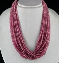 Natural Pink Tourmaline Beaded Necklace 917 Carats Faceted Gemstone Silver Clasp - £1,218.78 GBP