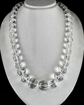 Big Natural Rock Crystal Quartz Beads Faceted Round 1604 Cts Gemstone Necklace - £341.72 GBP