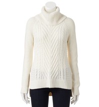 Elle Cable Knit Sweater Size: Large (12 - 14) New Ship Free Turtleneck White - £63.13 GBP