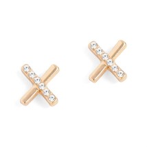 Gold Criss Cross with Stones Stud Earrings - £11.14 GBP