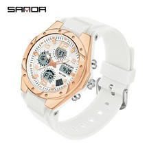 SANDA Ms LED Digital Sport Watch Fashion Casual Gold Wrist Watch Women Girl Mili - £31.68 GBP