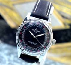 Vintage Breitling Black Dial 17 Jewels Hand Wind Mechanical Men&#39;s Wrist ... - £69.77 GBP